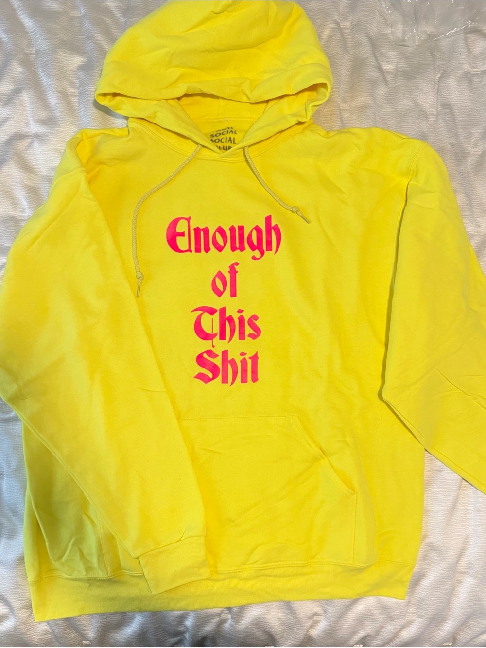 Anti Social Social Club Yellow Hoodie with Hot Pink Graphic